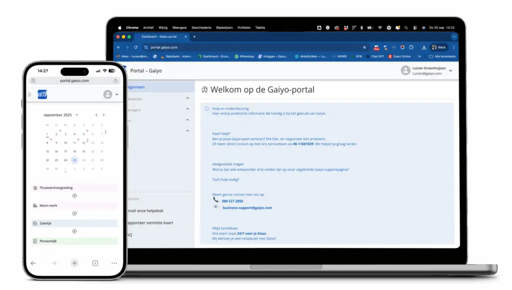 De Gaiyo portal is te gebruiken via je computer, ipad en telefoon